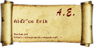 Alács Erik névjegykártya